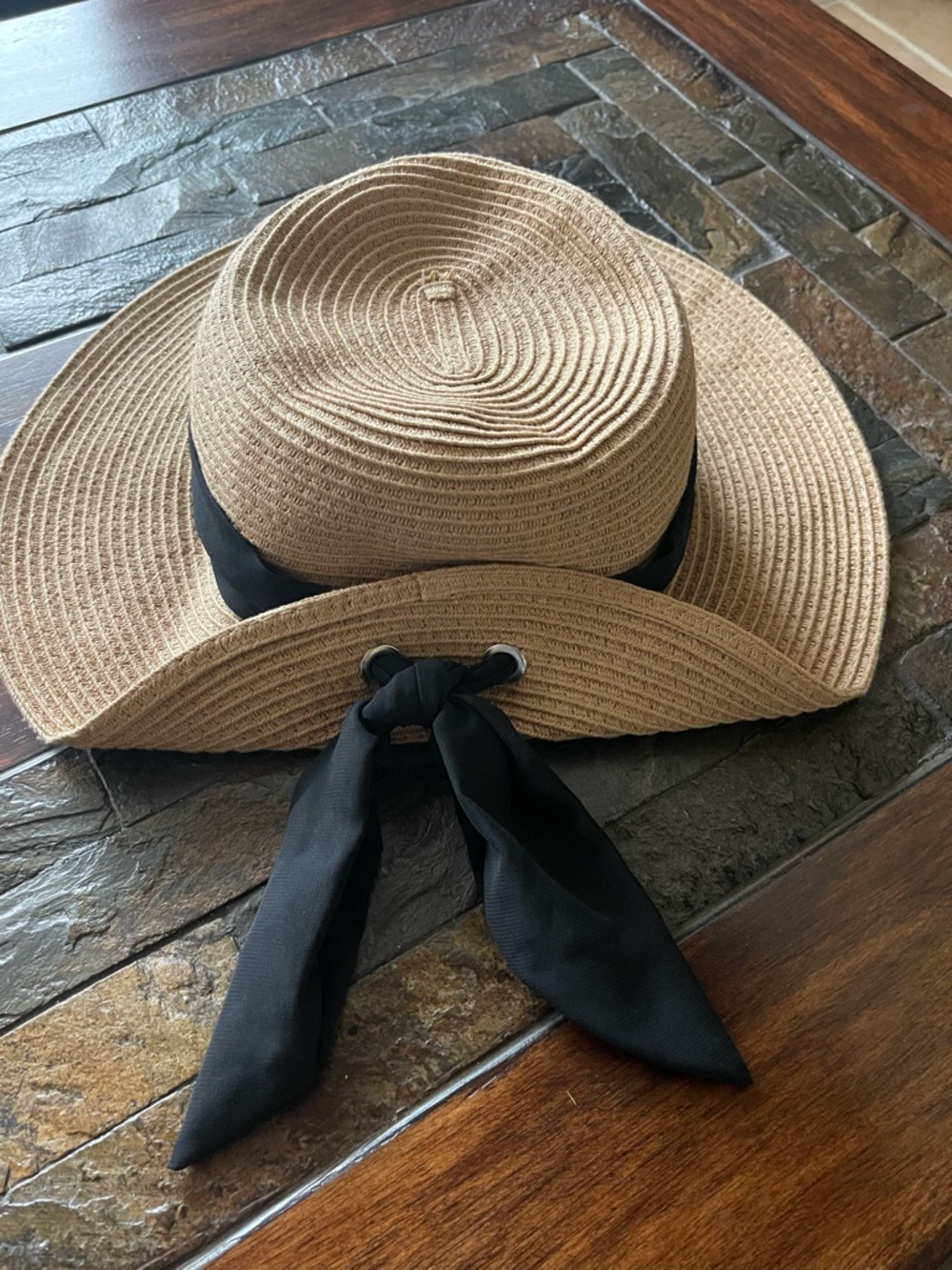 San Diego Hat Company Tan Straw Hat Fold Back with Black Band - Picture 7 of 7